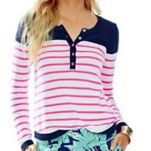 Lilly Pulitzer  Adair Sweater Pink Stripe Large